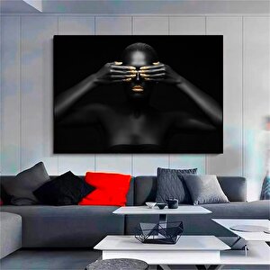 Siyah Kadın Kanvas; Afrika Sanatı Dekor; Etnik Duvar Tablosu 100x200 cm
