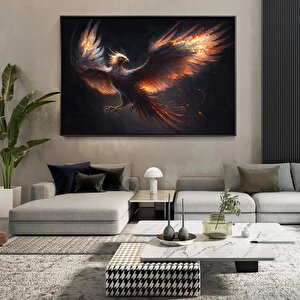 Anka Kuşu Kanvas Baskıları; Ejderha Kanvas Tablosu; Kırmızı Anka 90x180 cm