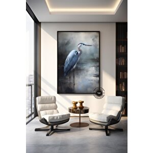 Mavi Balıkçıl Duvar Sanatı; Soyut Balıkçıl Tabloları Kanvas Baskılar; Kıyı Kuşları Duvar Sanatı; Çer