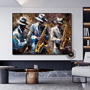 Soyut Caz Müzik Duvar Sanatı; Jazz Kanvas; Afrikalı Duvar Sanatı 90x180 cm
