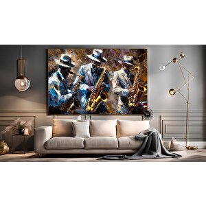Soyut Caz Müzik Duvar Sanatı; Jazz Kanvas; Afrikalı Duvar Sanatı 90x180 cm