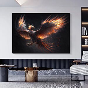 Anka Kuşu Kanvas Baskıları; Ejderha Kanvas Tablosu; Kırmızı Anka 100x150 cm