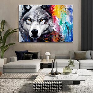 Kurt Hayvan Graffiti Duvar Sanatı; Kurt Graffiti Kanvas Posteri; Hayvan Duvar Dekoru