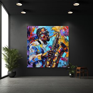 Afrika Caz Sanatı, Afrikalı Kanvas, Caz Duvar Sanatı, Caz Tablosu Kanvası, Siyahi Müzisyen Kanvası