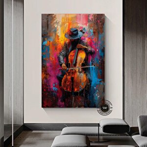 Afrika Caz Sanatı; Siyah Müzisyen Kanvas; Sokak Caz Grubu Teması 90x180 cm