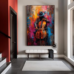 Afrika Caz Sanatı; Siyah Müzisyen Kanvas; Sokak Caz Grubu Teması 90x180 cm