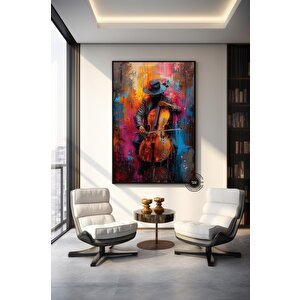 Afrika Caz Sanatı; Siyah Müzisyen Kanvas; Sokak Caz Grubu Teması 90x180 cm