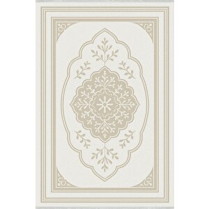 Pamuk Dokuma Taban Halı – Bej; Krem – Oriental Desen, Makinede Yıkanabilir, Kolay Temizlenebilir, Toz Ve Tüy Tutmaz, Kaymaz, Evcil Hayvan Dostu 200x350 cm