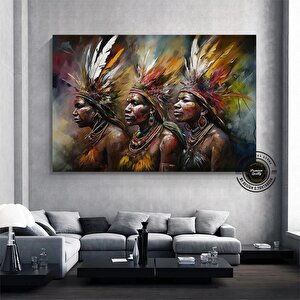 Yerli Savaşçı Kanvas Tablosu; Kızılderili Tablosu; Etnik Duvar Sanatı