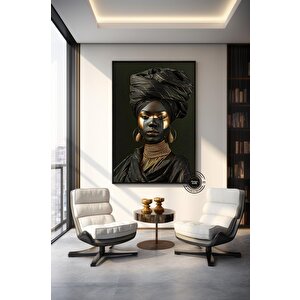 Afrikalı Etnik Kadın Kanvas; Afrikalı Kadın Duvar Sanatı; Afrika Kanvas Sanatı; Renkli Kanvas; Etnik 100x200 cm