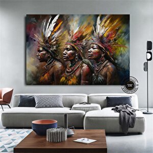 Yerli Savaşçı Kanvas Tablosu; Kızılderili Tablosu; Etnik Duvar Sanatı 40x60 cm