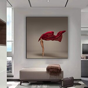 Kırmızı Balerin Kanvas Tablo – Figüratif Dansçı Poster – Klasik Bale Ve Modern Dans 120x120 cm