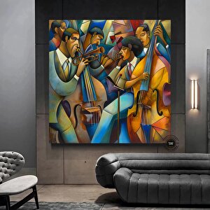 Caz Duvar Dekoru, Caz Orkestra Sanatı, Müzik Duvar Sanatı, Oturma Odası Dekoru, Picasso Tarzı