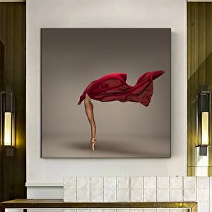 Kırmızı Balerin Kanvas Tablo – Figüratif Dansçı Poster – Klasik Bale Ve Modern Dans 60x60 cm