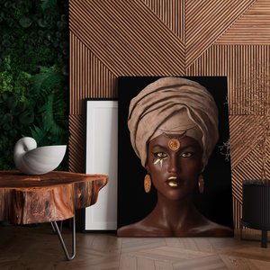 Modern Afrikalı Kadın Tablosu – Oturma Odası Dekoru, Etnik Kadın Sanatı 20x30 cm