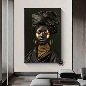 Afrikalı Etnik Kadın Kanvas; Afrikalı Kadın Duvar Sanatı; Afrika Kanvas Sanatı; Renkli Kanvas; Etnik 70x150 cm