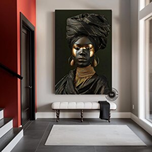 Afrikalı Etnik Kadın Kanvas; Afrikalı Kadın Duvar Sanatı; Afrika Kanvas Sanatı; Renkli Kanvas; Etnik 70x150 cm