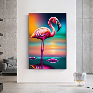 Pembe Flamingo Duvar Sanatı; Kuş Kanvas؛ Asmaya Hazır