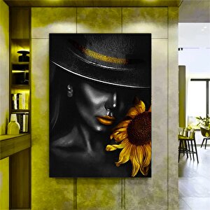 Siyah Şapkalı Kadın Kanvas Baskısı, Afrika Kadın Sanatı, Moda Sanatı, Siyah Kadın Tarzı