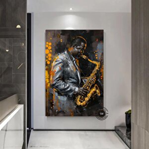 Afrika Caz Sanatı, Afrika Kanvası, Caz Duvar Sanatı, Yağlı Boya Caz Kanvası, Siyah Müzisyen Kanvası