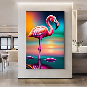 Pembe Flamingo Duvar Sanatı; Kuş Kanvas؛ Asmaya Hazır