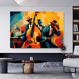Siyah Caz Müzik Kanvas Baskısı, Afro-amerikan Caz Kulübü Sanatı, Caz Tablosu, Orkestra Kanvası 30x40 cm