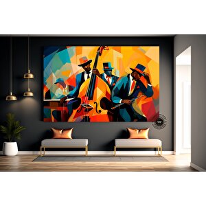 Siyah Caz Müzik Kanvas Baskısı, Afro-amerikan Caz Kulübü Sanatı, Caz Tablosu, Orkestra Kanvası 30x40 cm