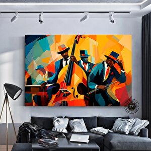 Siyah Caz Müzik Kanvas Baskısı, Afro-amerikan Caz Kulübü Sanatı, Caz Tablosu, Orkestra Kanvası 30x40 cm