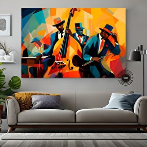 Siyah Caz Müzik Kanvas Baskısı, Afro-amerikan Caz Kulübü Sanatı, Caz Tablosu, Orkestra Kanvası