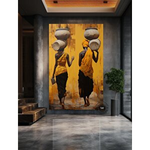 Afrikalı Etnik Kadın Kanvas; Afrikalı Kadın Duvar Sanatı; Renkli Kanvas; Etnik Dekor; Afrika Stili 90x150 cm