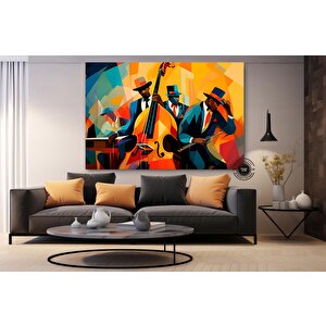 Siyah Caz Müzik Kanvas Baskısı, Afro-amerikan Caz Kulübü Sanatı, Caz Tablosu, Orkestra Kanvası