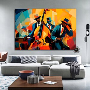 Siyah Caz Müzik Kanvas Baskısı, Afro-amerikan Caz Kulübü Sanatı, Caz Tablosu, Orkestra Kanvası