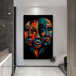 Afrika Soyut Sanat Çok Renkli Poster; Etnik Duvar Dekoru; Afrika Kültürü 90x180 cm