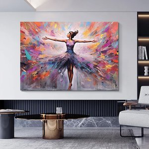 Balerin Graffiti Posteri – Dans Eden Balerin Duvar Sanatı; Sokak Sanatı Kanvas 80x150 cm