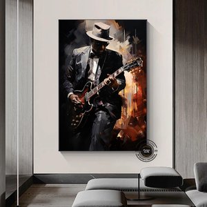 Caz Müzisyeni Posteri, Afro Caz Tablosu, Afrika-amerikan Erkek Portresi 140x200 cm