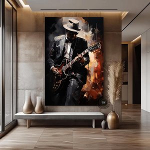 Caz Müzisyeni Posteri, Afro Caz Tablosu, Afrika-amerikan Erkek Portresi 140x200 cm