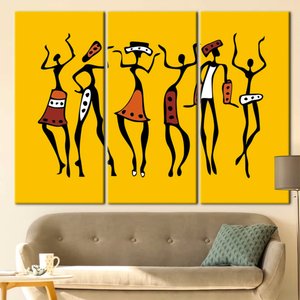Afrika Dansçıları; Afrika Duvar Sanatı; Afrika Eseri; Afrika Kadın Baskısı; Etnik Kanvas; Dansçı Tab 60x90 cm