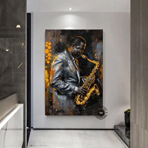Afrika Caz Sanatı, Afrika Kanvası, Caz Duvar Sanatı, Yağlı Boya Caz Kanvası, Siyah Müzisyen Kanvası