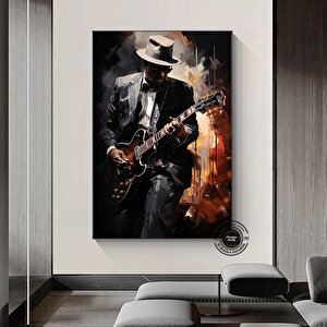 Caz Müzisyeni Posteri, Afro Caz Tablosu, Afrika-amerikan Erkek Portresi 70x150 cm