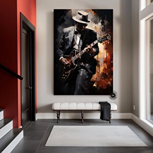 Caz Müzisyeni Posteri, Afro Caz Tablosu, Afrika-amerikan Erkek Portresi 100x150 cm