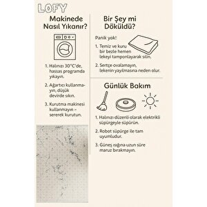 Pamuk Dokuma Taban Halı – Gri; Krem – Eskitilmiş Görünümlü Geometrik Desen, Makinede Yıkanabilir, Kolay Temizlenebilir, Toz Ve Tüy Tutmaz, Kaymaz, Evcil Hayvan Dostu