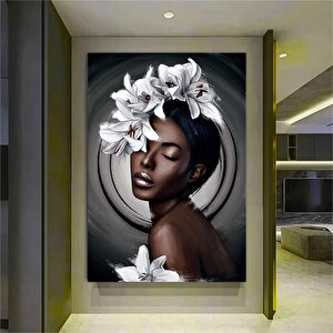 Etnik Kanvas Sanatı; Kadın Duvar Sanatı; Afrika Kadın Sanatı; Etnik Ev Dekoru; Çok Renkli Kanvas 70x100 cm