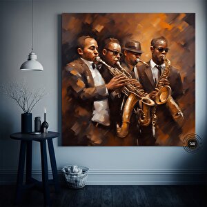 Caz Duvar Dekoru, Caz Orkestra Sanatı, Müzik Duvar Sanatı, Caz Duvar Sanatı, Oturma Odası Dekoru