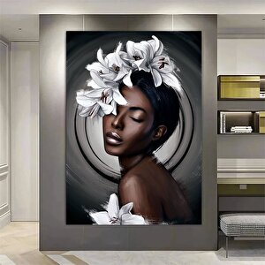 Etnik Kanvas Sanatı; Kadın Duvar Sanatı; Afrika Kadın Sanatı; Etnik Ev Dekoru; Çok Renkli Kanvas 100x150 cm