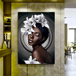 Etnik Kanvas Sanatı; Kadın Duvar Sanatı; Afrika Kadın Sanatı; Etnik Ev Dekoru; Çok Renkli Kanvas 100x150 cm