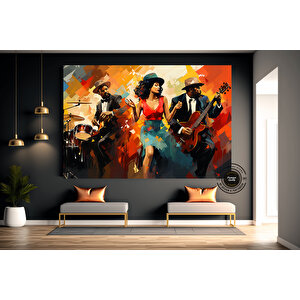 Caz Duvar Sanatı; Büyük Soyut Modern Tablo 120x180 cm