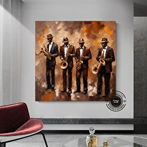 Caz Duvar Dekoru, Caz Orkestrası Sanatı, Müzik Duvar Sanatı, Salon Dekoru, Ev Dekoru