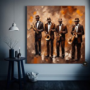 Caz Duvar Dekoru, Caz Orkestrası Sanatı, Müzik Duvar Sanatı, Salon Dekoru, Ev Dekoru