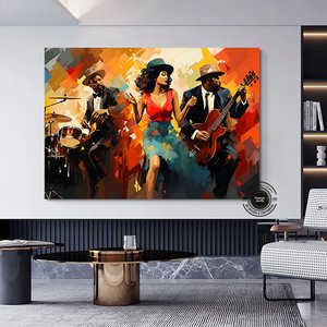 Caz Duvar Sanatı; Büyük Soyut Modern Tablo 30x40 cm