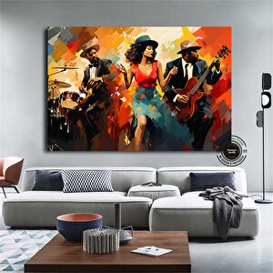 Caz Duvar Sanatı; Büyük Soyut Modern Tablo 60x120 cm